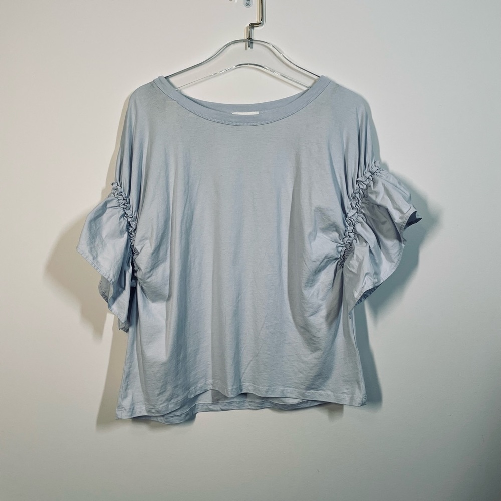 H&M light blue ruffled sleeve top size M